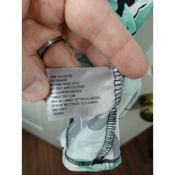 Worthington Petite V High Neck Aqua Black Pullover Blouse Size PXL - Picture 9 of 11